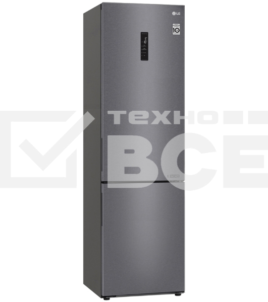 Холодильник LG GA-B509CLSL графитовый двухкамерный 277/107л морозилка снизу, No Frost