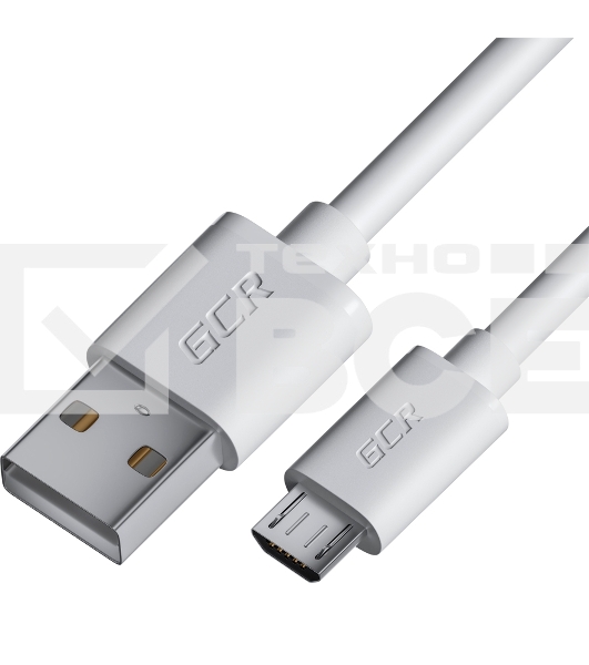 Кабель GCR 2.0m MicroUSB, белый, быстрая зарядка, 28/24 AWG