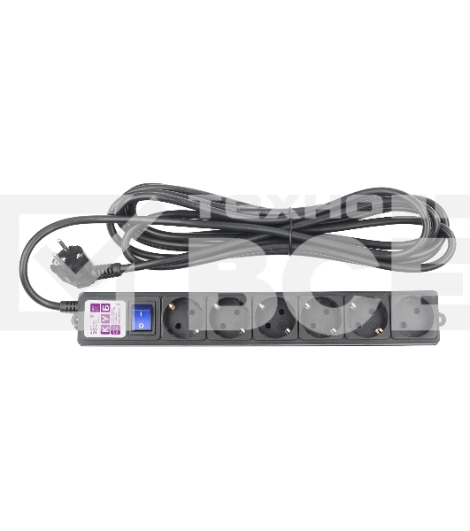 Фильтр-удлинитель PC 3 м 6 р, черный 16А, SPG6-B2