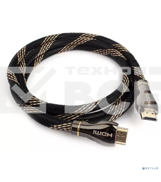 Кабель Cablexpert HDMI CCP-HDMI8К-1.5M, 19M/19M, v2.1, 8К, медь, позол.разъемы, экран, оплетка, 1.5м, черный, пакет