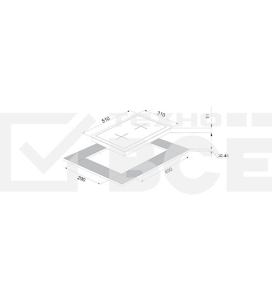 Варочная поверхность Kuppersberg FS 39 X, газ, High-Tech, 32 см, автоматический электроподжиг, газ-контроль, форсунки под сжиженый газ, SABAF конфорки, чугунные решетки, цвет серебристый