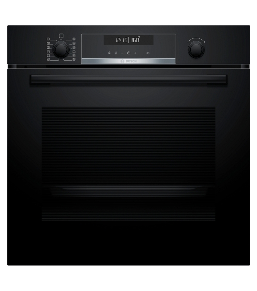 Электрический духовой шкаф с конвекцией Bosch HBG578EB3, объем 71 л, 10 режимов, автопрограммы, очистка пиролитическая + паровая, 4 стекла в дверце, направляющие проволочные + телескопические (1 уровень)