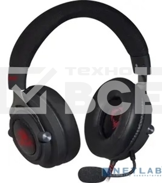 Гарнитура проводная игровая Defender Aspis Pro, для компьютера и игровых консолей, накладные, черный/красный