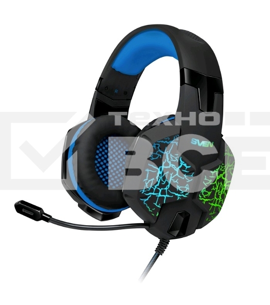 Гарнитура SVEN AP-U980MV, черный-синий (USB, LED, 7.1, 2.2m)