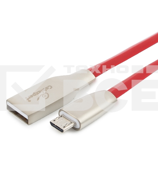 Кабель USB 2.0 Cablexpert CC-G-mUSB01R-3M, AM/microB, серия Gold, длина 3м, красный, блистер