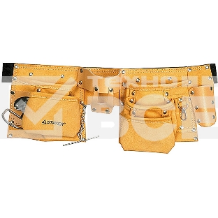 Пояс STAYER 'MASTER' 38512 для инструментов, кожаный, 10 карманов, 3 подвески