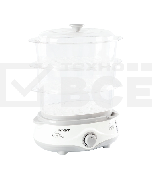 Пароварка электрическая Endever Vita-170, белый/серый, мощность 1000 Вт, объем 11 л