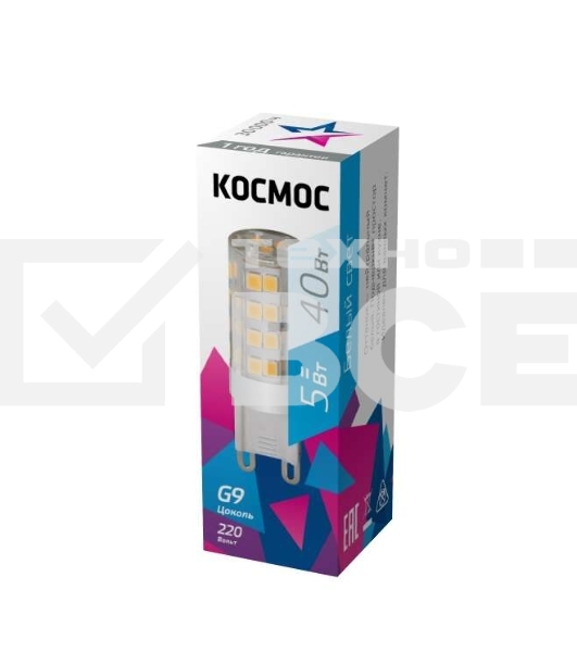 Лампа светодиодная КОСМОС 482441 LksmLED5WG9C4500pcLED 5Вт 220В G9 4500К