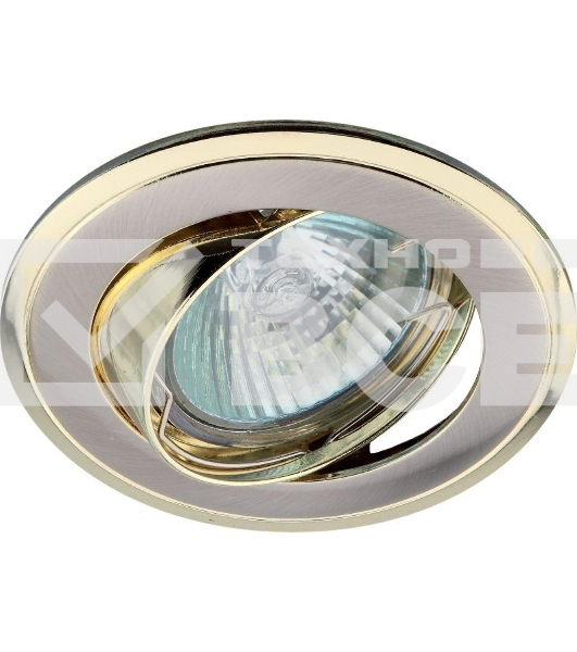 Светильник литой пов. ЭРА C0043708 KL22 А SN/G 'двойной контур' MR16,12V/220V, 50W сатин никель/золото