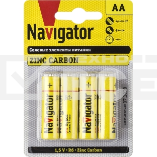 Элемент питания солевой NAVIGATOR 94 758 NBT-NS-R6-BP4 (блист.4шт) 94758