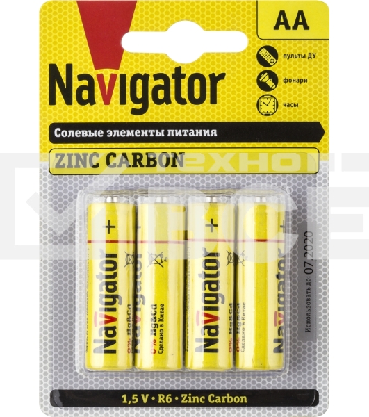 Элемент питания солевой NAVIGATOR 94 758 NBT-NS-R6-BP4 (блист.4шт) 94758