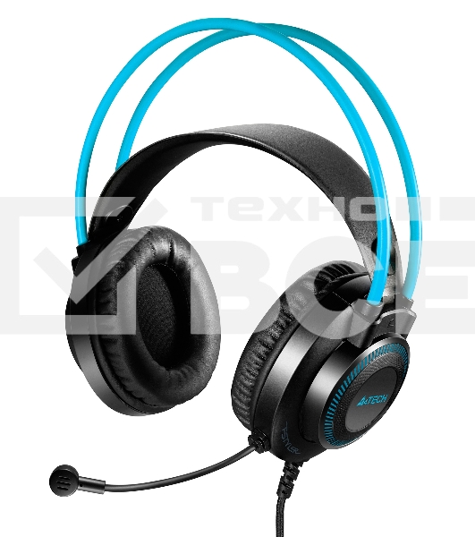 Гарнитура проводная с микрофоном A4Tech Fstyler FH200U серый/синий 2м накладные USB оголовье (FH200U BLUE)