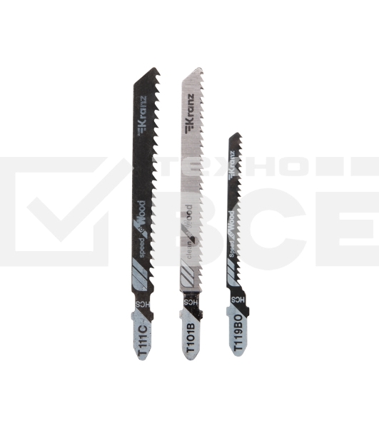 Набор полотен для электролобзика KRANZ № 1 T101B/T111C/T119BO (3 шт./уп.) 