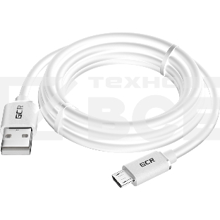 Кабель GCR 2.0m MicroUSB, белый, быстрая зарядка, 28/24 AWG