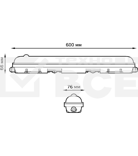 Светильник СПП-176 EVO 18W 1950lm 4000K 200-240V IP65 600*76*82мм ИК-сенс и соед в лин LED