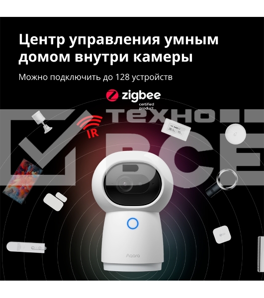 Камера AQARA Camera Hub G3/Камера+ управления/Управление жестами/Камера 360/2K 2304х1296p/Протокол связи:Zigbee/WiFi/Питание:USB-C/ Цвет белый CH-H03