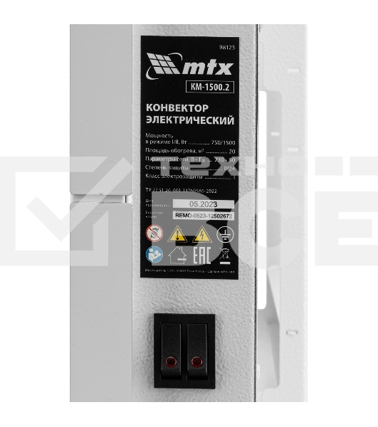 Конвектор MTX КМ-1500.2 белый, 1500 Вт, 20 м2, термостат