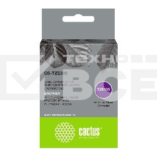 Картридж ленточный Cactus CS-TZE335 белый шрифт, черный фон (12 мм, 8 м) для Brother 1010/1280/1280VP/2700VP
