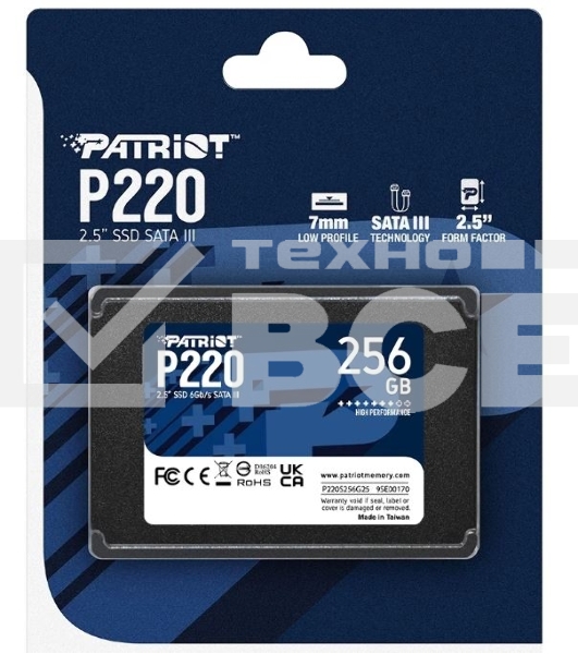 Накопитель SSD Patriot P220, 256GB, SATA-III, 2.5