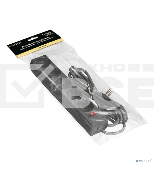 Сетевой фильтр ExeGate EX279179RUS SP-5-7B (5 розеток, 7м, евровилка, черный)