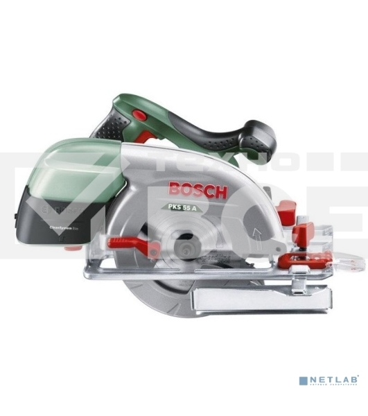 Дисковая пила Bosch PKS 55 А, 1200 Вт зеленый/черный