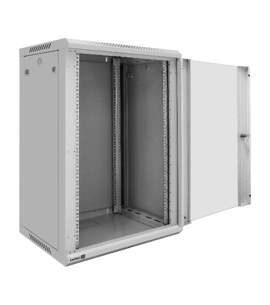 Шкаф телекоммуникационный 19' настенный 18U ExeGate EC-WM-18U.450.G.GREY (19”, 18U, 600x450x901mm (ШхГхВ), передняя дверь закаленное стекло, съемные боковые панели, пыле- и влагозащита IP23, светло-серый RAL 7035, 2 коробки)