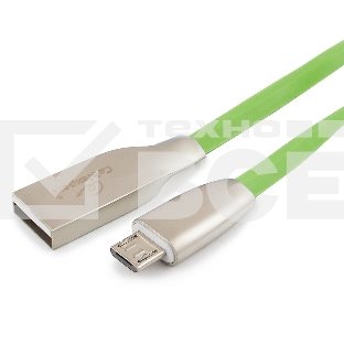 Кабель USB 2.0 Cablexpert CC-G-mUSB01Gn-1M, AM/microB, серия Gold, длина 1м, зеленый, блистер