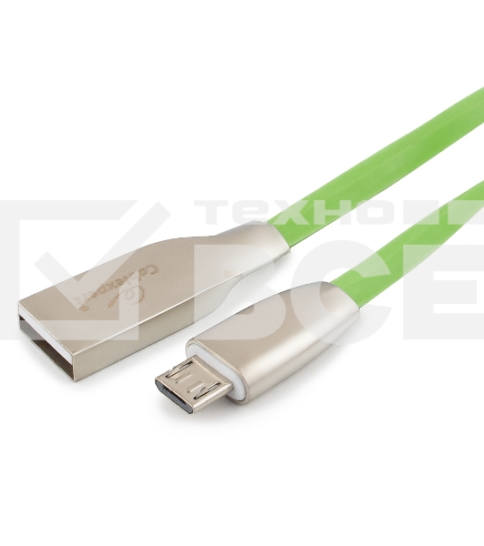 Кабель USB 2.0 Cablexpert CC-G-mUSB01Gn-1M, AM/microB, серия Gold, длина 1м, зеленый, блистер