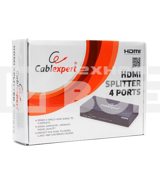 Разветвитель Gembird DSP-4PH4-02 Разветвитель HDMI Cablexpert, HD19F/4x19F, 1 компьютер => 4 монитора, Full-HD, 3D, 1.4v