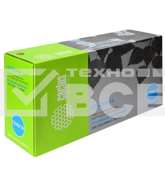 Картридж лазерный Cactus CS-CE401A голубой (6000 стр.) для HP CLJ Color M551 series