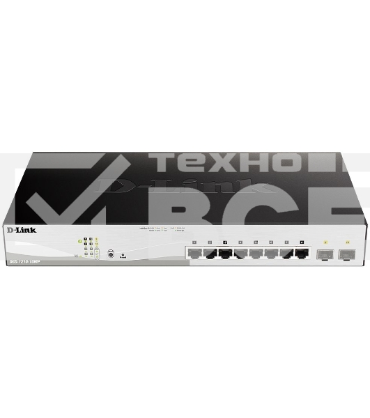 Коммутатор D-Link DGS-1210-10MP/FL 8G 2SFP 130W управляемый