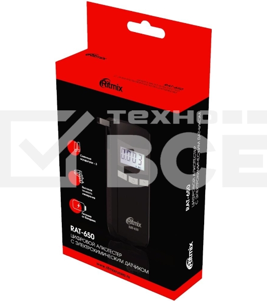 Алкотестер Ritmix RAT-650 электрохимический черный