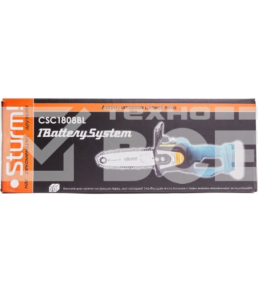 Аккумуляторная цепная пила б/щ Sturm!, 18 В, 1BatterySystem, шина 20 см, без ЗУ и АКБ CSC1808BL