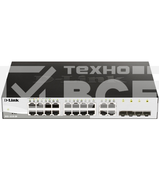Коммутатор D-Link Gigabit Smart Switch with 16 10/100/1000Base-T ports and 4 Gigabit MiniGBIC (SFP) ports