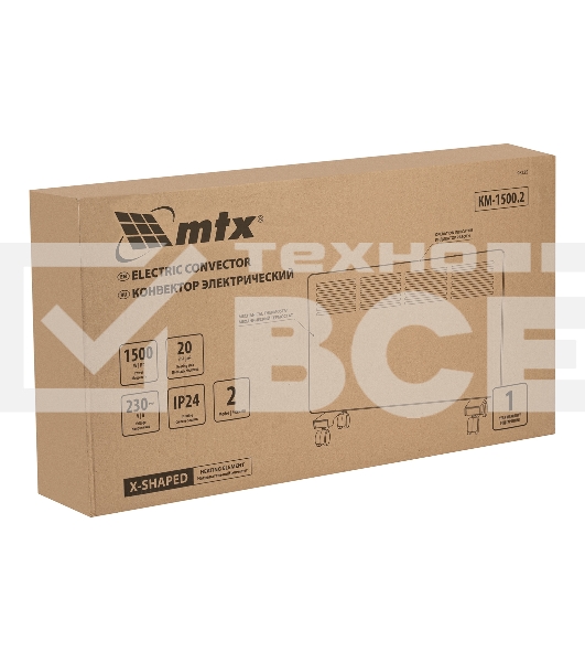 Конвектор MTX КМ-1500.2 белый, 1500 Вт, 20 м2, термостат