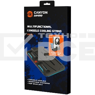 Подставка CANYON CS-5, PS5 Charger stand, with RGB light, 315*185*28mm, with 23CM+0.5cm cable, 475±10g, Black