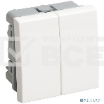 Выключатель двухклавишный (на 2 модуля) ПРАЙМЕР белый, фото 1