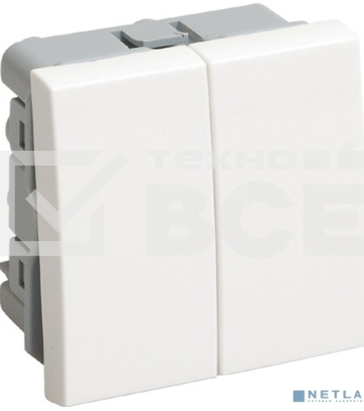 Выключатель двухклавишный (на 2 модуля) ПРАЙМЕР белый