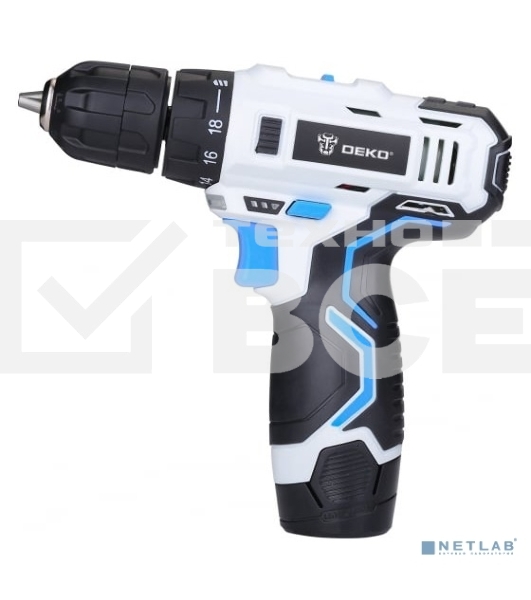 Дрель-шуруповерт Deko GCD12DU3, 12 В, 1.5 Ач, 32 Нм, щеточный