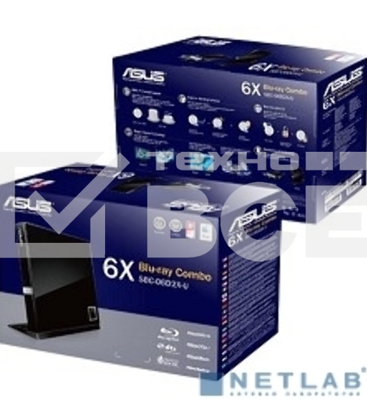 Привод Blu-Ray Asus SBC-06D2X-U/BLK/G/AS черный USB slim внешний RTL