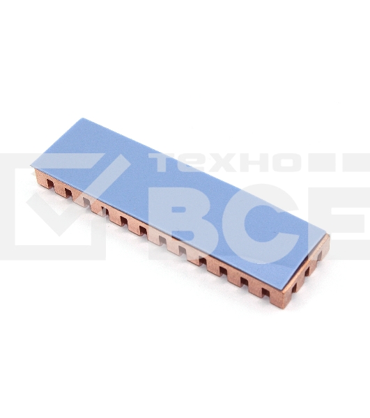 Медный радиатор для М.2 SSD с термопрокладкой 0,5 мм, 70х20х6 мм