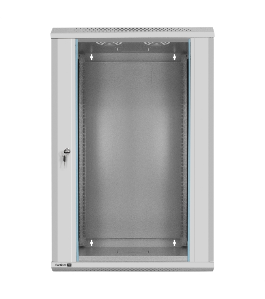 Шкаф телекоммуникационный 19' настенный 18U ExeGate EC-WM-18U.450.G.GREY (19”, 18U, 600x450x901mm (ШхГхВ), передняя дверь закаленное стекло, съемные боковые панели, пыле- и влагозащита IP23, светло-серый RAL 7035, 2 коробки)