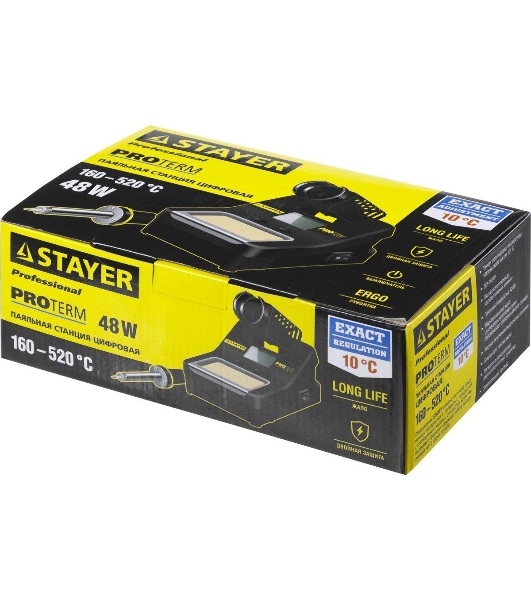 Паяльная станция STAYER 55370 profi цифровая с жк дисплеем диапазон 160-520°c шаг 10°c 48Вт