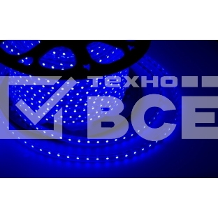 Лента LED 220 В, 10х7 мм, IP67, SMD 2835, 60 LED/m, цвет свечения синий, бухта 100 м
