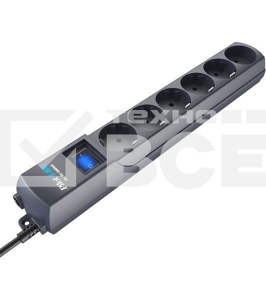 Сетевой фильтр Surge protector Pilot S Max (5 euros + 1GP), 15A/3.5kVA, automatic, 1.8 m, graphite