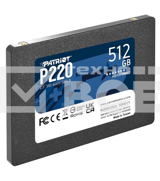Накопитель SSD Patriot P220, 512GB, SATA III, 2.5