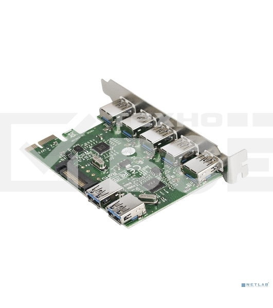 Контроллер ExeGate EXE-317 PCI-E 2.0, 5*USB3.0 ext + 2*USB3.0 int, разъем доп.питания (OEM)
