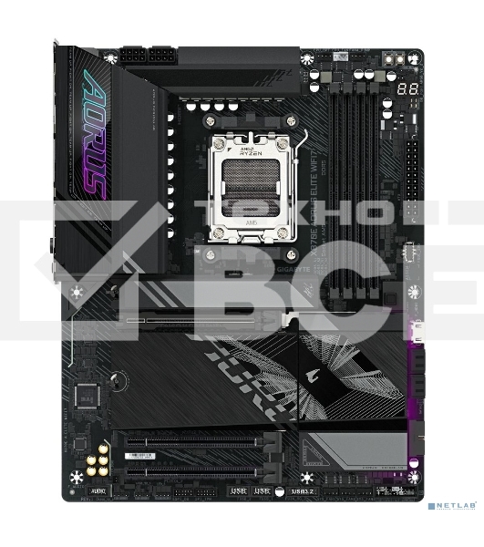 Материнская плата Gigabyte X870E AORUS ELITE WIFI7, AM5, AMD X870E, 4xDDR5, 4xSATA, 4xM.2, 1xPCI-E 5.0 x16, 1xPCI-E 4.0 x4, 1xPCI-E 3.0 x4, 1xHDMI, 1x 2.5Gb LAN, 4xUSB-A 3.2 Gen 1, 2xUSB-A 3.2 Gen 2, 4xUSB-A 2.0, 2xUSB-C 4.0, 2x3.5 мм, 7.1, ATX