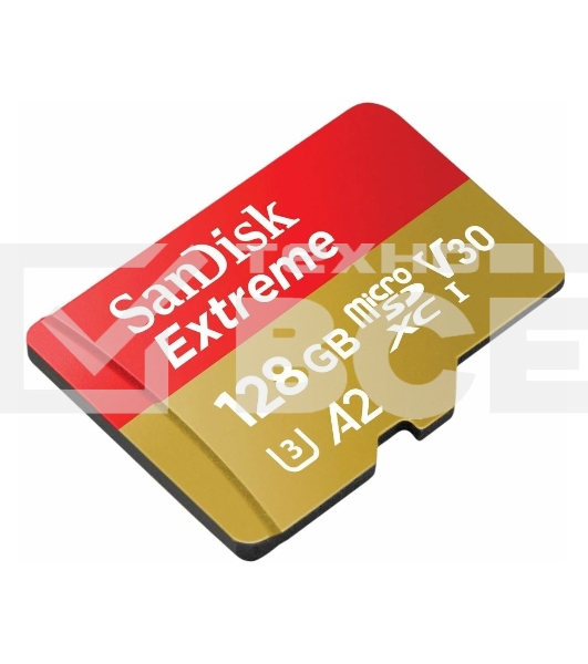 Флеш карта microSDXC 128GB SanDisk EXTREME Class 10, UHS-I, W90, R 190 МБ/с, SDSQXAA-128G-GN6MA адаптер на SD