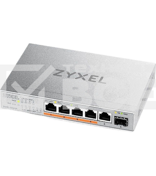 Коммутатор Zyxel XMG-105HP-EU0101F (L2) 5x2.5Гбит/с 1SFP+ 4PoE++ 70W неуправляемый